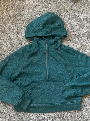 lululemon athletica Dark Green Tinsel Sparkle Half-Zip Hoodie Scuba thumbnail 3