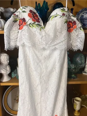 The Clothing Company Floral Embroidered Lace Off Shoulder Dress Size L thumbnail 6