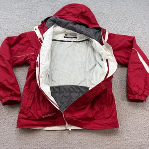 Columbia Womens Red White Colorblock Ski Jacket Hooded XL5916 Size L thumbnail 3