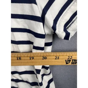 Fourth + Bay Womens Navy White Striped Short Sleeve Crewneck T-Shirt Large thumbnail 3