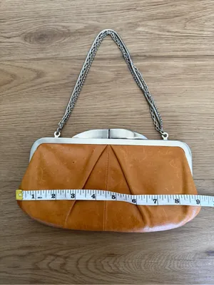 Hobo Hayward Brown Leather Chain Strap Kisslock Clutch Shoulder Bag Purse thumbnail 6