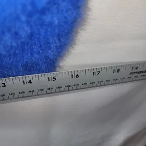 Y2K V-Neck Fuzzy Eyelash Knit Sweater Vibrant Royal Blue Small UltraSoft Fluffy thumbnail 6