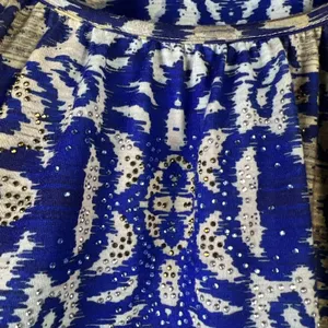 Chico's 2 large chicos Shirt Blue Aztec Bohemian sheer rhinestones festival thumbnail 2