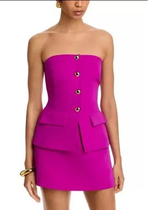 Amanda Uprichard Strapless Button Front Yadira Skort Romper thumbnail 1