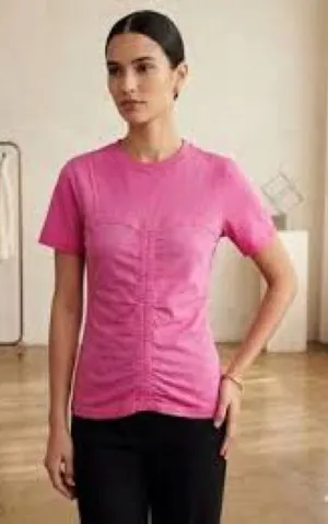 Sandro Pink Short-Sleeve Ruched Front Tee thumbnail 1