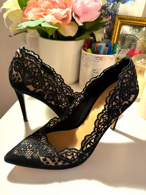 INC Black Lace Spicy Heels thumbnail 2