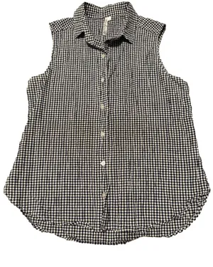 Lulu-B navy gingham sleeveless blouse sz S thumbnail 1