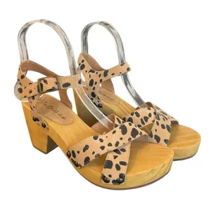 Matisse leather leopard animal print heeled clog sandal 6 thumbnail 10