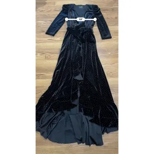 Retrofête Flora Black Velvet Polka Dot Wrap Dress Women’s Size Small thumbnail 3