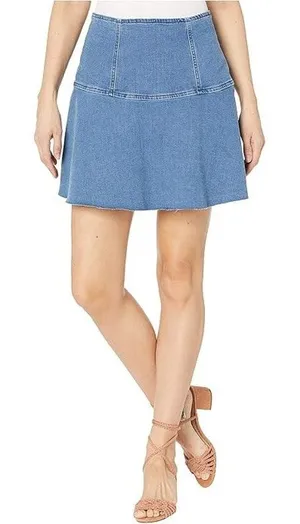 FREE PEOPLE| 12 | Women's Highlands Denim Skirt Short Mini Denim Blue Jean thumbnail 1