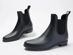 Jeffrey Campbell Rosana Black Matte Rubber Chelsea‎ Rain Boots Size 6 thumbnail 1