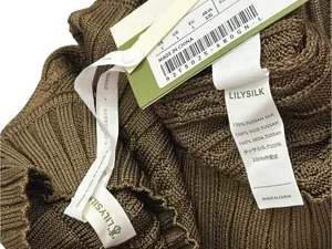 LILYSILK Classic High-Neck Cable-Knit Sleeveless Silk Top, Pine, Large thumbnail 8