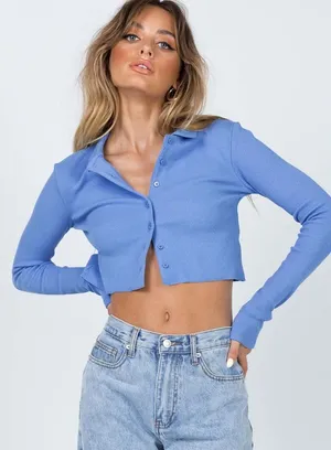 Princess Polly Downtown Top in Blue Size 6 thumbnail 1