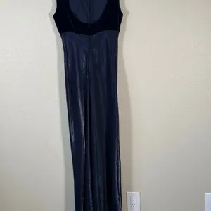 Vintage 90s Blue Velvet Satin Maxi Dress Womens 14 Prom Formal Phoebe Buffet thumbnail 8