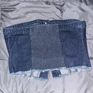 ZARA Lone Star Y2K Denim Tube Top thumbnail 3