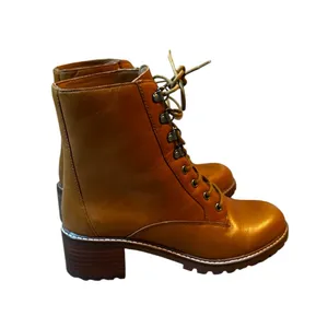 Madewell Julien Lace Up Lug Sole Boots Tan Combat Utility Cottagecore Autumn thumbnail 4
