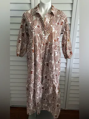 Maeve by Anthropologie | Bettina Tiered Shirt Dress in zebra graphic print thumbnail 4