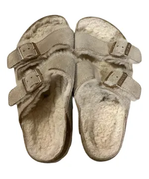 Birkenstock Arizona Shearling Suede Sandals Light Gray / Stone Coin Size 36 US 5-5.5 thumbnail 1