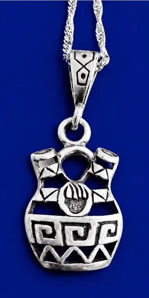 Vintage Native American Masha Wedding Vase Pendant Necklace Sterling Silver 925 thumbnail 1
