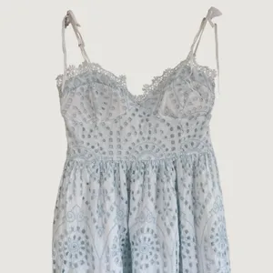 Avec Les Filles Eyelet Lace Midi Dress Size 12 Light Blue/White Cotton thumbnail 3
