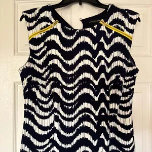Madison Leigh Navy Blue White Chevron Print Sleeveless Sheath Dress thumbnail 10