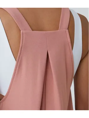 Halara Pockets Waffle Casual Short Overalls Size S (oversized) Muted Pink thumbnail 9