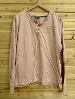 Taylor Swift Medium Pink Folklore Peace Long Sleeve Henley Cotton Lightweight thumbnail 1