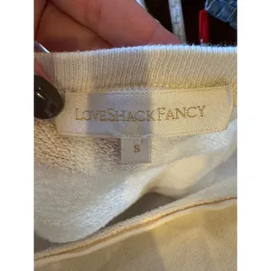 LoveShackFancy Sweatshirt Women Small Beige Corinne Ruffle Detail‎ Cropped Boho thumbnail 8