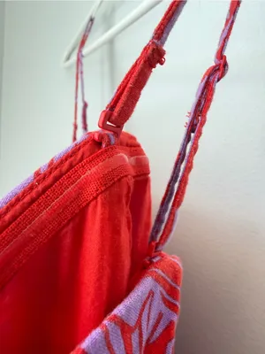 Gap Linen-Blend Midi Dress in Purple Lilac and Red Coral Floral Size Small Tall thumbnail 5