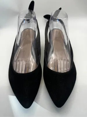Saks Fifth Avenue Black Suede Pointed Toe Slingback Flats with Bow Sz 10 thumbnail 2