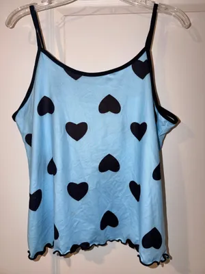 Light Blue Heart-Print Satin Cami & Short Sleep Set thumbnail 5