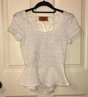 White Lace Back Peplum Top Size XS thumbnail 2
