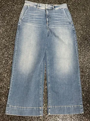 Ann Taylor Wide Leg Women’s 12P Petite Blue Jeans thumbnail 1
