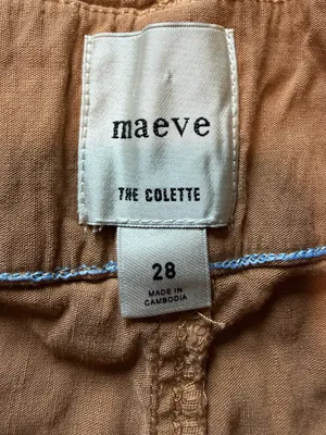 Maeve Colette Linen Blend Wide Leg Full Length Pants Camel High Rise Size 28 thumbnail 6