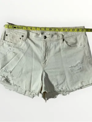 Aerie White Denim Cutoff Distressed Boyfriend Short Sz Large #268 thumbnail 2