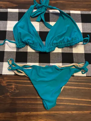 Luli Fama small extra small teal bikini bottoms thumbnail 2