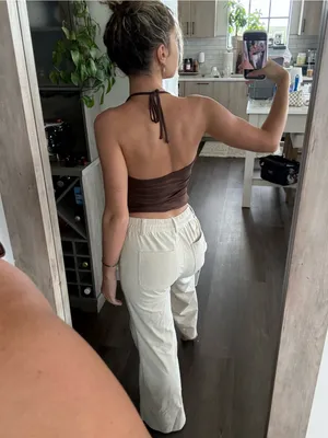 SHEIN Wide-Leg High-Rise Pants in Cream (Size Small) thumbnail 2
