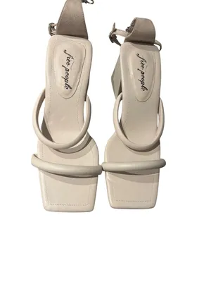 Free People Parker Chain Block Heel Sandals Beige Size 39 US 8.5 thumbnail 4