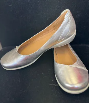 Hotter Robyn II Silver Metallic Leather Ballet Flats Shoes Womens 9.5 US 7.5 UK thumbnail 1