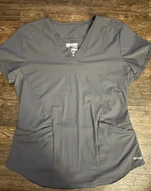 Grey's Anatomy Edge Women's V Neck Scrub Top Short‎ Sleeve Zip Pockets Size M thumbnail 1