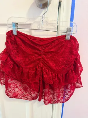 SHEIN red lace skirt set thumbnail 6