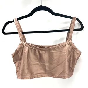 rose gold metallic cropped top disco retro concert festival size M rave thumbnail 3