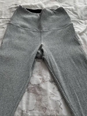 Strut This High-Rise ribbed Gray Flare Lounge Pants, size S Made in USA lounge thumbnail 13