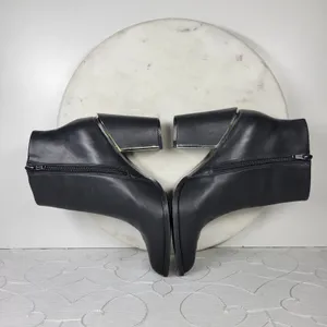 ALDO Leather Ankle Boots Womens 6.5 Black Gold Plate Block Heel Pointed Toe thumbnail 12