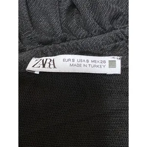 Zara Women's Black Sleeveless Mesh Ruffle Tiered Peplum Tank Blouse Top Size S thumbnail 5