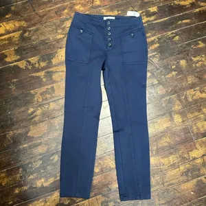 Anthro Bryson navy tapered multi button business casual pants thumbnail 3