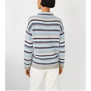 Ann Taylor Multicolor Fair Isle Silver Sparkle Funnel Pullover Sweater Small thumbnail 2