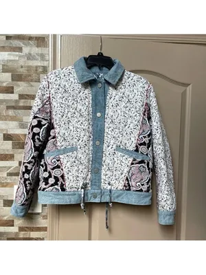BLANK NYC Anthropologie Reversible Patchwork Denim cotton Jean Jacket XS fits M thumbnail 11