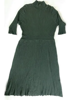 Olive Green Ribbed Dress thumbnail 2