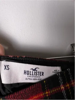 Hollister Red Tartan Plaid Mini Skirt XS Ultra High Rise Y2K Preppy Academia thumbnail 3